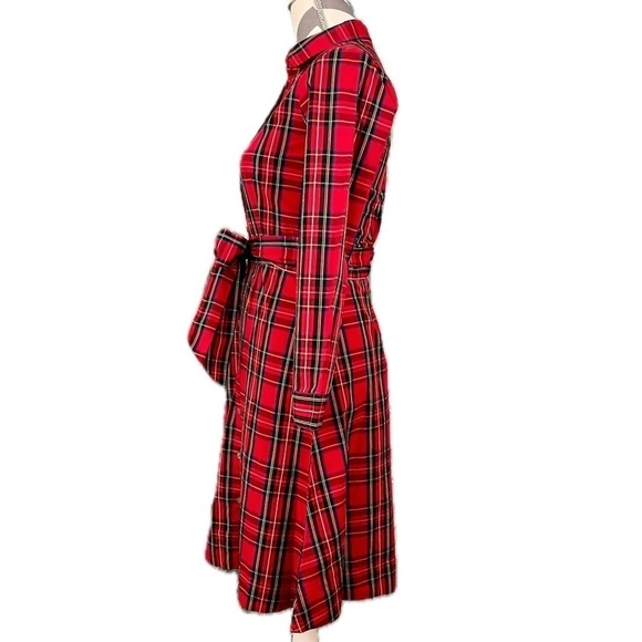 NWT - J. Crew Factory Tartan Tie-Waist Shirt Dress - Size 00 - Picture 6 of 11